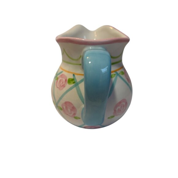 Easter Bunny Sugar & Creamer Set Hand-Painted Floral Ceramic Microwave & Dishwas - Picture 5 of 13